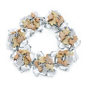 Frank Gehry® Leaves bracelet in 18k yellow, white and rose gold with diamonds.